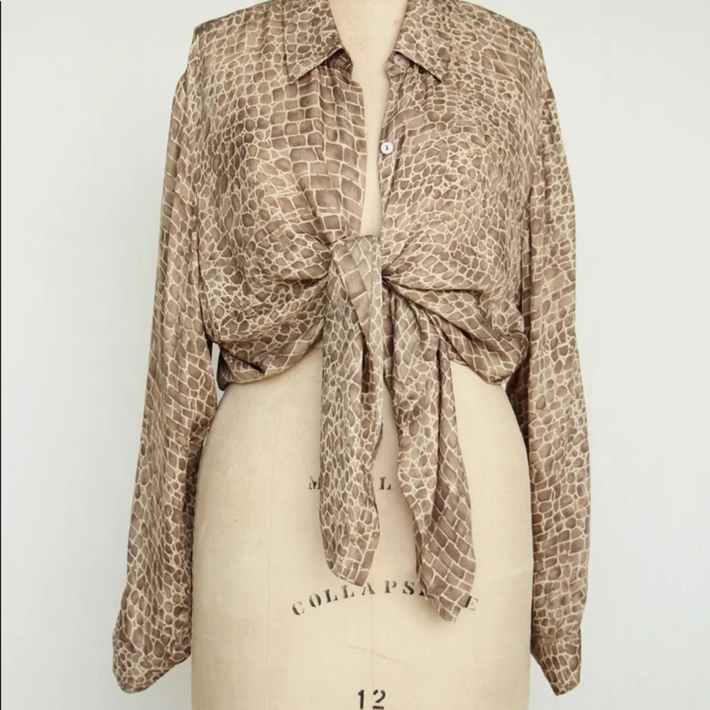 Josephine Chaus Animal Printed Sheer Button Up